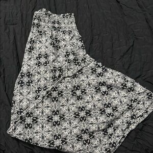 Black and White Paisley Wide Leg Pants